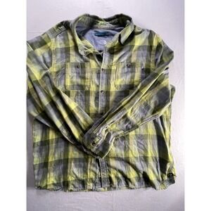 The North Face Mens Plaid Long Sleeve Button Up Shirt Size XXL Green Gray Casual